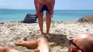 Pissed on Him on a Beach