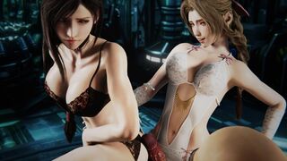 Double Pussyjob with cumshot - parody of Final Fantasy featuring ifa Lockhart, Aerith Gainsborough, Rude