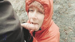 British Slut Belle O'Hara needs cock in her mouth whatever the weather