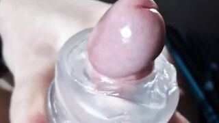 Big cock Brit cumming hard with fleshlight quickshot.