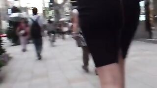 CANDID - way to Short Skirt Walk Behind, Butt Cheeks Woman Upskirt