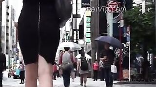 CANDID - way to Short Skirt Walk Behind, Butt Cheeks Woman Upskirt