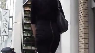 CANDID - way to Short Skirt Walk Behind, Butt Cheeks Woman Upskirt