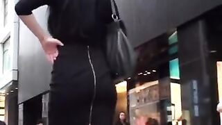 CANDID - way to Short Skirt Walk Behind, Butt Cheeks Woman Upskirt