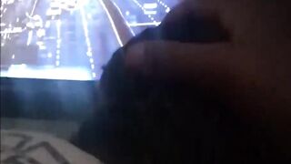 Black babe squirts on cock during movie night