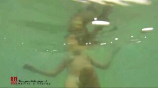 Amazing Underwater Nude Show. Elegant Flexible Baby Swimming Underwater in the Sea 1