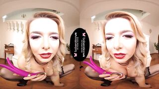 Solo blonde woman, Nikky Dream is masturbating, in VR