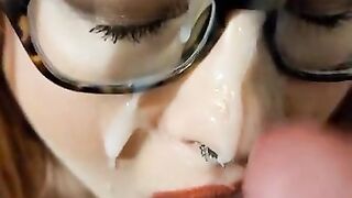 Whore Gets A Cum Facial Plastering Then Spreads Legs