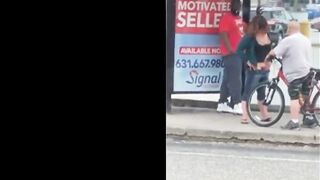 Husband catches his wife cheating at the bus stop after sex