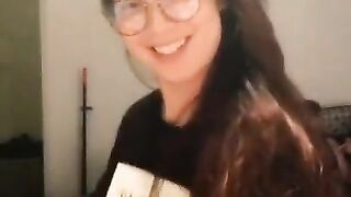 Tik Tok Female: Cute asian american nerd dancing.