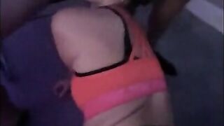 College Teen Girlfriends first Spitroast, Blindfolded with Stranger (part 3)