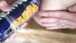 A little harder with a bottle of orangina double penetration