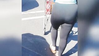 See through Leggings at Store in Thong BBW Latina Big Ass