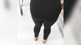 See through Leggings at Store in Thong BBW Latina Big Ass