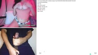 Brunette teasing and watches a guy jerk off on webcam