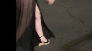 she waddles her ass with her slit dress