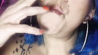 Blue Hair Babe Dangles Cig