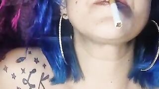 Blue Hair Babe Dangles Cig