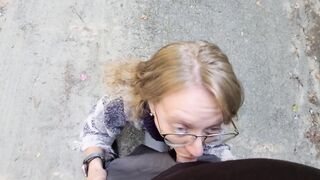 OnlyFans and Twitter Teen Slut Sarah Evans gives Blowjob on Public Road Swallows every Drop. Perfect