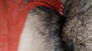 Hairy pussy rubbing cock