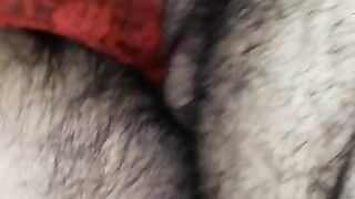 Hairy pussy rubbing cock