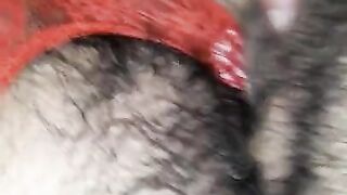 Hairy pussy rubbing cock