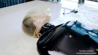 Latex lesbian breathplay with vacuum bag Part 2