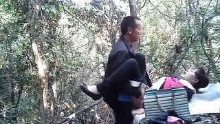 Asian street prostitute fuckt in the woods