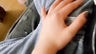 Rubbing Daddy's Cock with my Small Hands