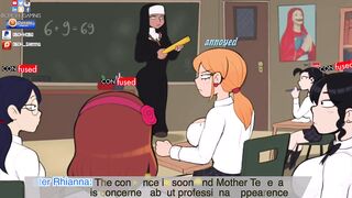 Confession Booth! Animated Big Booty Nun Spanks School Girl Front of Class