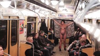 Pregnant and Nude in Subway