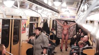 Pregnant and Nude in Subway