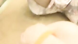 Exposes her Pussy in Public Bathroom