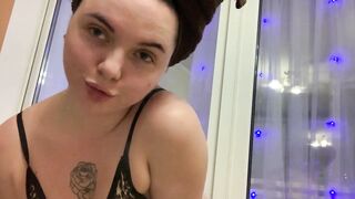 Beauty in Leopard Lingerie Smokes after Shower