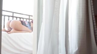 Cosplay Girl Fucks on the Balcony in the Dorm