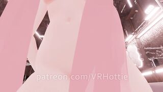 Thicc Booty Pink Hentai Girl Busts out Dildo Nora Lovense Strips down in Restroom POV Lap Dance