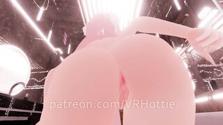 Thicc Booty Pink Hentai Girl Busts out Dildo Nora Lovense Strips down in Restroom POV Lap Dance