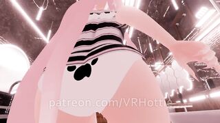 Thicc Booty Pink Hentai Girl Busts out Dildo Nora Lovense Strips down in Restroom POV Lap Dance