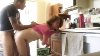 Horny Mature Woman Gets Rough Anal Fucked by her Neighbor in Kitchen while Hubby not Home