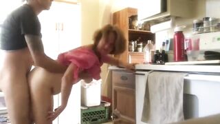 Horny Mature Woman Gets Rough Anal Fucked by her Neighbor in Kitchen while Hubby not Home