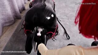 KIKI Latex puppy play with kigurumi