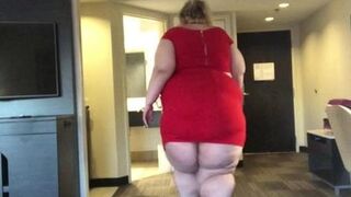 SSBBW Instagram Model In Small Red Dress