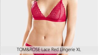 Tom&Rose Red Lace Lingerie Set XL Size try on Uncensored