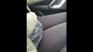 Step Mom in Black Leggings Seduce and Fuck Step Son in the Car