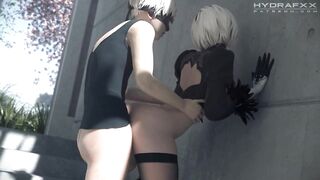 Perfect Ass 2B (nier), Anal, Deepthroat, Creampie, Cowgirl, White Hair (recut Extended Version)