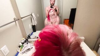 POV Doggy w PAWG Bent over Bathroom Sink