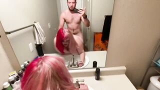 POV Doggy w PAWG Bent over Bathroom Sink