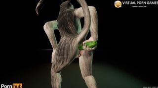 Furry Girl Cucumber Masturbation Animation 60FPS 4K