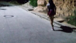 Walking on the Streets Showing my Ass in Lace in Public in Sexy Dress trying Exhibitionism to Seduce