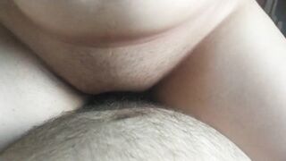 Horny hotwife ride my cock and takes unprotected creampie!